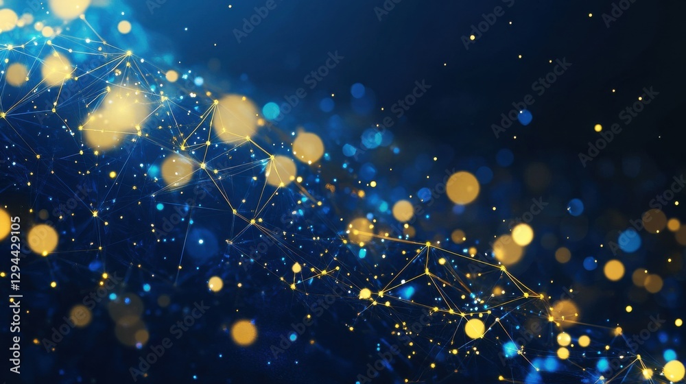 Wall mural abstract glowing particles and connecting lines on dark background