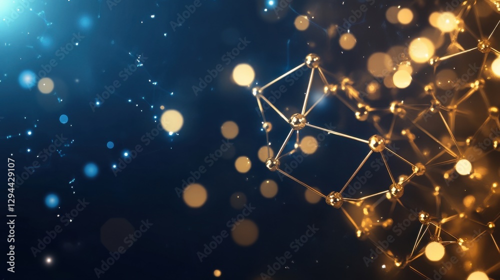 Poster abstract network connection with glowing particles and background