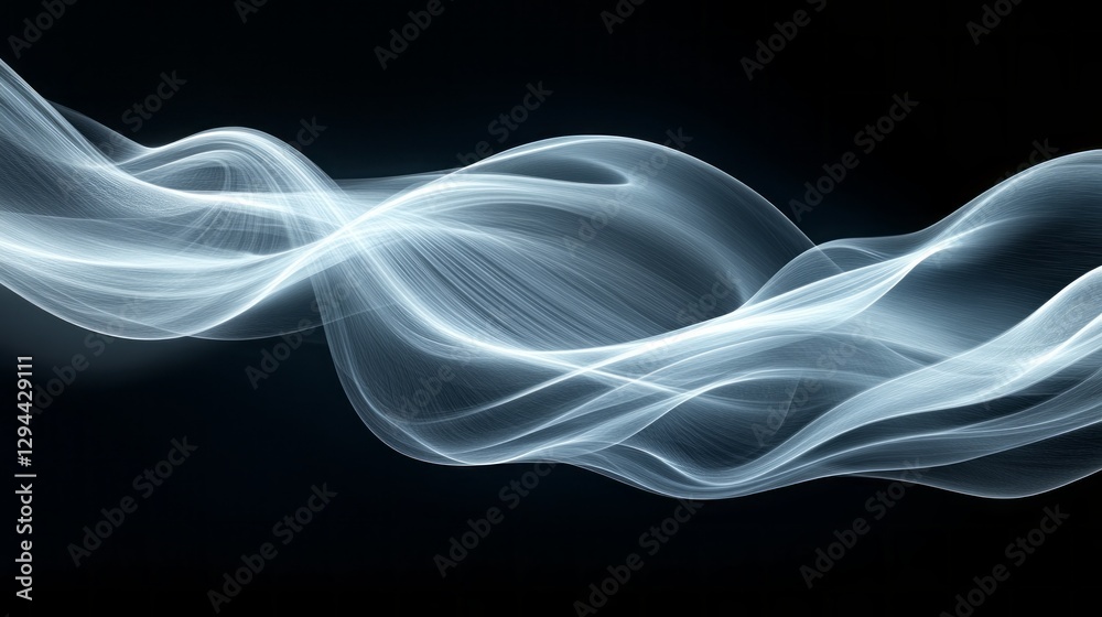 Poster Soft, translucent wisps of light weave in and out of darkness, creating a tranquil atmosphere filled with motion and elegance. The interplay of light and shadow captivates observers
