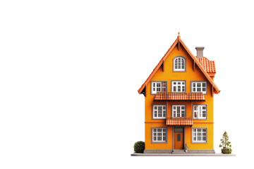 Charming wooden house model transparency background png format white environment clean view