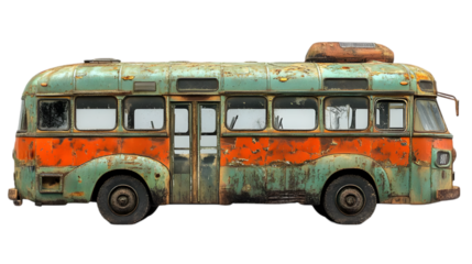 Realistic Image Abandoned Bus Decay Rust Vintage Old Weathered Transportation Retro Classic Antique