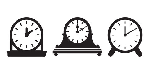 Three Different Antique Style Clocks Showing Time