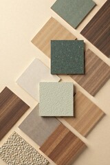 Fototapeta premium Elegant Arrangement of Diverse Surface Textures A Sophisticated Display of Modern Material Samples for Interior Design Projects
