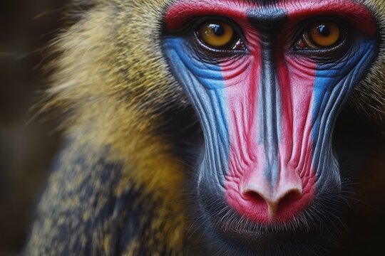 Mandrill Portrait. African Primate Monkey Wildlife in Cameroon