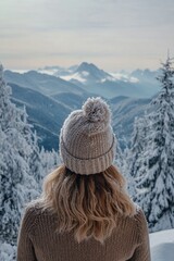 Fototapeta premium Woman in Snow with Hat