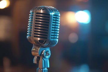 Large Microphone. White Studio Karaoke Mic for Audio Broadcasting and Entertainment