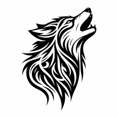 Dynamic Tribal Wolf Design – Perfect for Tattoos and Prints