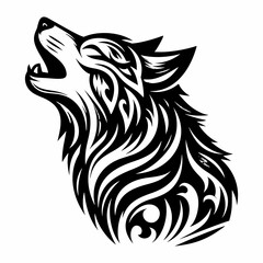 Artistic Tribal Wolf Drawing – Perfect for Body Art and Prints