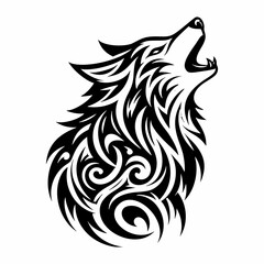 Naklejka premium Intricate Wolf Tribal Design – Stylish and Bold Illustration