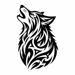Howling Wolf in Tribal Patterns – Abstract and Mysterious