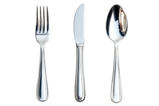 Elegant table setting with fork knife and spoon on a transparent background png for culinary enthusiasts