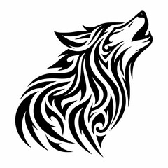 Naklejka premium Stylized Tribal Wolf with Abstract Line Art
