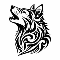 Fierce Wolf Silhouette – Tribal Tattoo-Inspired Art