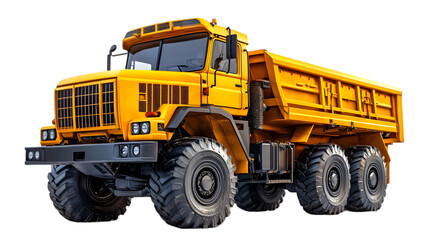 3D Illustration Heavy-Duty Dump Truck, Off-Road Tires, Construction Vehicle