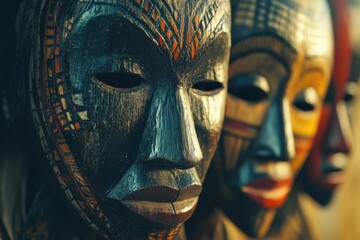 Wooden Masks Side by Side