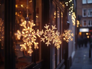 Obraz premium Winter Store Window with Snowflakes