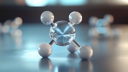 Abstract Molecular Model with Glass Effect and Soft Lighting