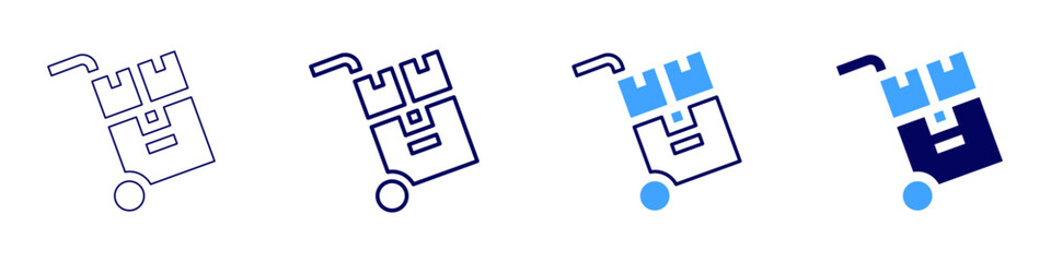 Folding luggage trolley icon in 4 different styles. Thin Line, Line, Bold Line, Duotone. Duotone style. Editable stroke