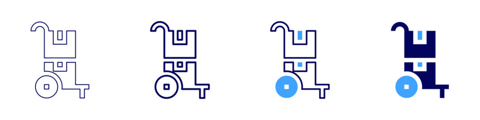Lightweight trolley icon in 4 different styles. Thin Line, Line, Bold Line, Duotone. Duotone style. Editable stroke