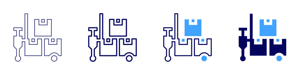 Steel trolley icon in 4 different styles. Thin Line, Line, Bold Line, Duotone. Duotone style. Editable stroke