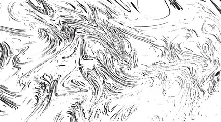 Monochrome texture composed of irregular graphic elements. Distressed uneven grunge background. Abstract vector illustration. Overlay for interesting effect and depth. Isolated on white background.
