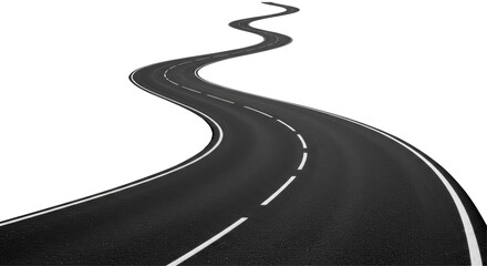 Isolated Winding Asphalt Road