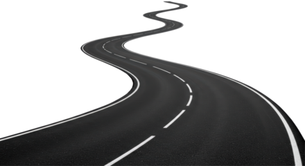 Isolated Winding Asphalt Road
