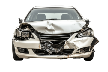 Damaged vehicle image automotive accident transparent background png white front view vehicle condition