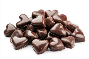 Fototapeta premium Pile of chocolate hearts isolated on a white background