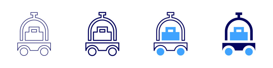 Trolley for heavy loads icon in 4 different styles. Thin Line, Line, Bold Line, Duotone. Duotone style. Editable stroke