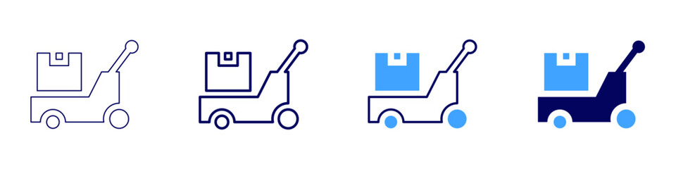 Trolley for moving items icon in 4 different styles. Thin Line, Line, Bold Line, Duotone. Duotone style. Editable stroke