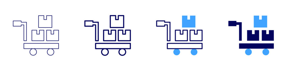 Trolley for office supplies icon in 4 different styles. Thin Line, Line, Bold Line, Duotone. Duotone style. Editable stroke
