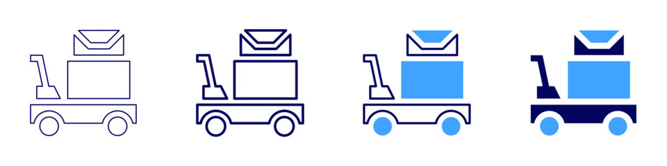 Trolley for warehouse icon in 4 different styles. Thin Line, Line, Bold Line, Duotone. Duotone style. Editable stroke