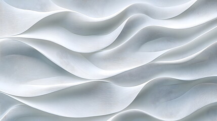 Obraz premium Flowing white abstract waves creating a soft and textured background with smooth contours and subtle shadows indoors.