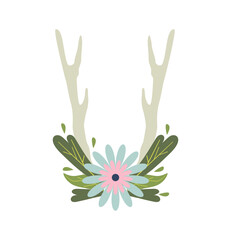 Fototapeta premium Floral Wreath With Horns