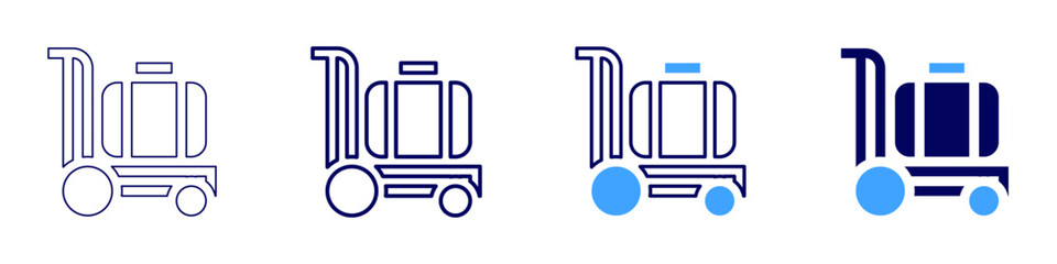 Trolley rental service icon in 4 different styles. Thin Line, Line, Bold Line, Duotone. Duotone style. Editable stroke