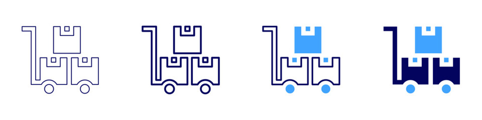 Trolley stand icon in 4 different styles. Thin Line, Line, Bold Line, Duotone. Duotone style. Editable stroke