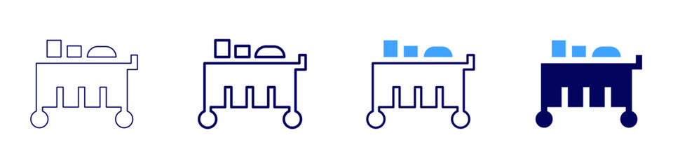Trolley trolley wheel icon in 4 different styles. Thin Line, Line, Bold Line, Duotone. Duotone style. Editable stroke