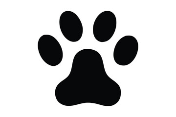dog paw silhouette, black dog paw vector, paw vector icon, paw Vector illustration, Isolated on White Background