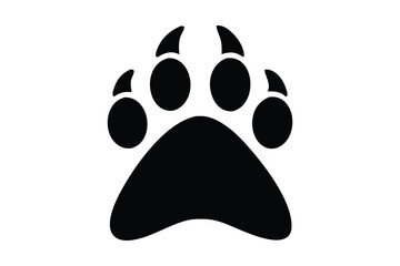 dog paw silhouette, black dog paw vector, paw vector icon, paw Vector illustration, Isolated on White Background
