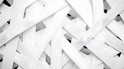 Fototapeta premium White plastic strips overlapping creating a textured abstract background with a geometric pattern of lines.