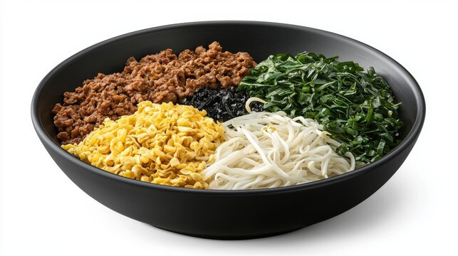Steaming bowl of Kuay Jap noodles with assorted toppings, elegantly presented on a blank white backdrop. --chaos 20 --ar 16:9 --quality 2 --v 6.1 Job ID: b28301e4-8b1b-4529-b09d-ce474ec744f7