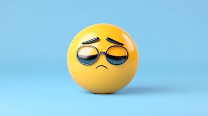 3D Render of a Disappointed Emoji on a Blue Background AI Generated
