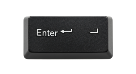 Isolated Black Enter Keycap from Computer Keyboard