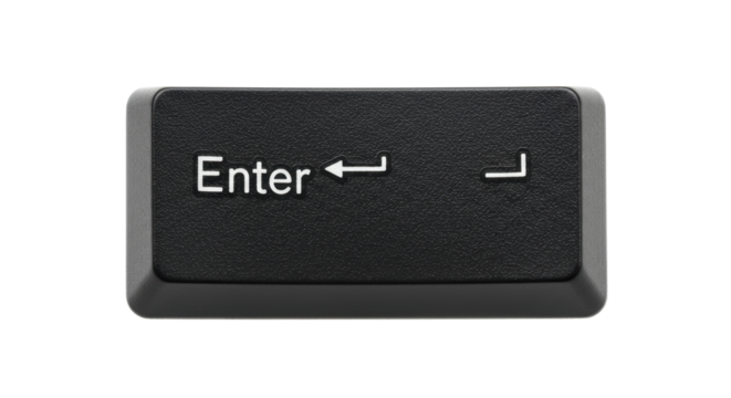 Isolated Black Enter Keycap from Computer Keyboard