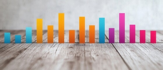 White Background Infographics concept. Colorful Infographic with Abstract Bar Chart on Minimalist Background