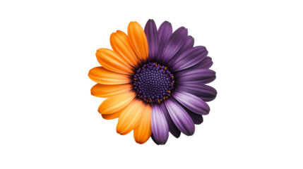 African Daisy (Osteospermum) with Half-Orange Half-Purple Petals 