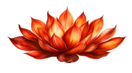 Vibrant Orchid Cactus Flower with Elongated Fuchsia and Orange Petals, Glossy Texture Rendered in High Detail on Transparent Background, Generated AI