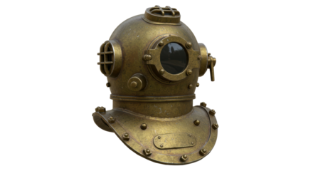 Isolated Antique Brass Diving Helmet