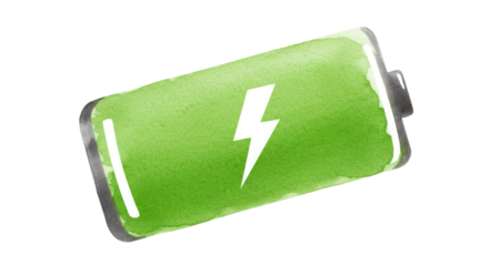 Isolated Full Battery Watercolor Style